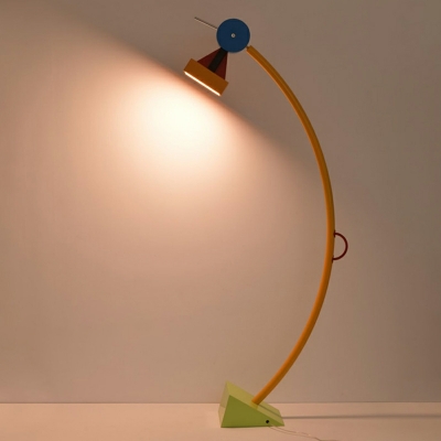 Modern Multi-Color Metal Novelty Floor Lamp with LED Bulb and Yellow Shade