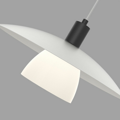 Modern White Metal Pendant Light with Round Canopy and Hanging Feature