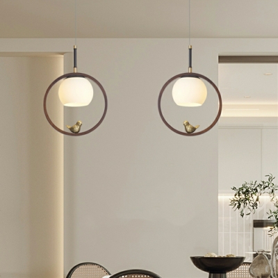 Modern Wood Pendant Light with Adjustable Hanging Length and Round Canopy
