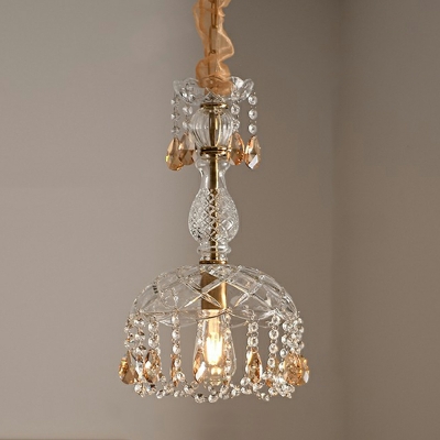 Clear Glass Pendant with Adjustable Hanging Length and Contemporary Crystal Shade