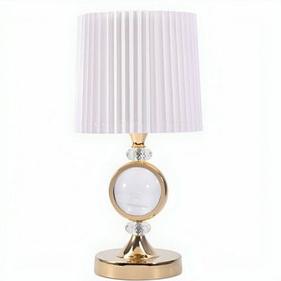 Elegant Gold Glass Table Lamp with 3 Color Light and Beige Fabric Shade