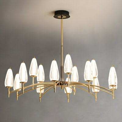 Elegant Gold Sputnik Chandelier with Clear Acrylic Shades and LED Bulbs