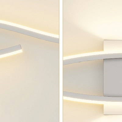Modern 2-Light Hardwired Metal Arc Wall Sconce with White Aluminum Shade for Residential Use