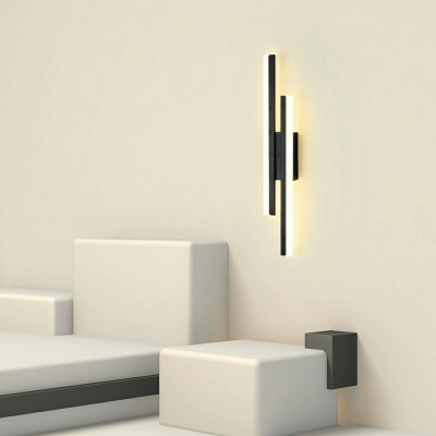 Modern Geometric 2-Light Wall Sconce - Hardwired White Shade 9 Inch & Under