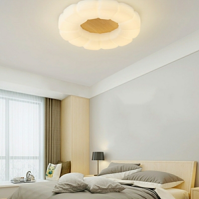 Modern Geometric Flush Mount Ceiling Light 1 Light, White Glass Shade 20-24 Inch Size