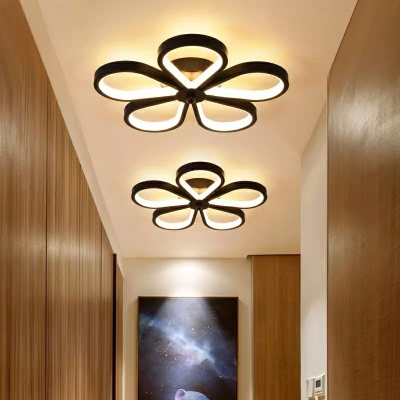 Modern Geometric White Shade LED Semi-Flush Mount Ceiling Light with 5 Lights