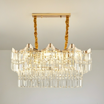 Modern Gold Chandelier with Clear Crystal Shades and LED Compatible Light Type