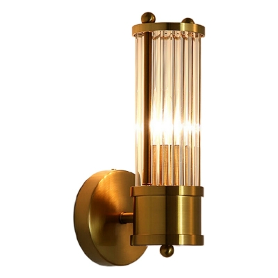 Modern Gold Geometric 2-Light Wall Sconce with Clear Crystal Shades - Hardwired