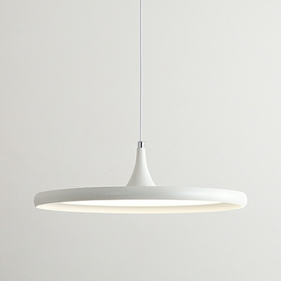 Modern Round Pendant with White Acrylic Shade and Adjustable Hanging Length
