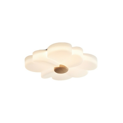Modern White Acrylic Flush Mount Ceiling Light with LED Bulbs and Ivory/Cream Shade