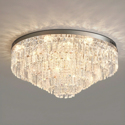 Silver Modern LED Flush Mount Ceiling Light with Crystal Shade