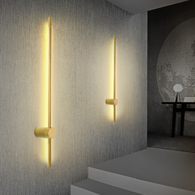 Warm Light Gold Linear Wall Sconce with White Acrylic Shade for Indoor Lighting