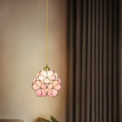 Elegant Tiffany Style LED Pendant Light with Adjustable Hanging Length and Clear Glass Shade