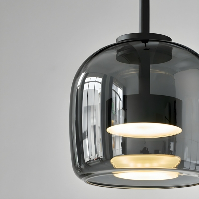 Industrial 1-Light Grey Pendant with Clear Glass Shade and Adjustable Hanging Length
