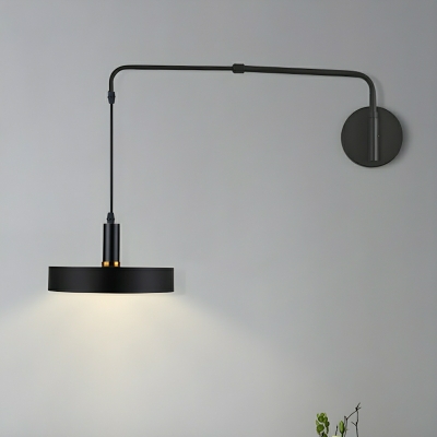 Modern 1-Light Black Metal Wall Sconce with Warm Light Shade