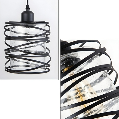 Modern Black Glass Pendant with Adjustable Hanging Length for Residential Use