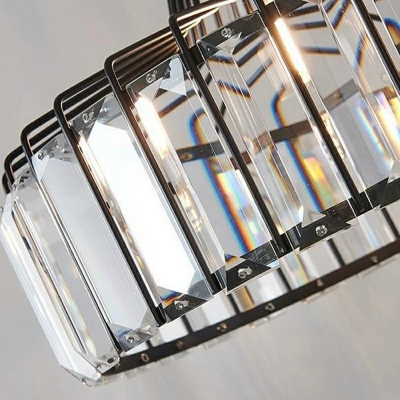 Modern Geometric Pendant with Clear Crystal Shade and Adjustable Hanging Length