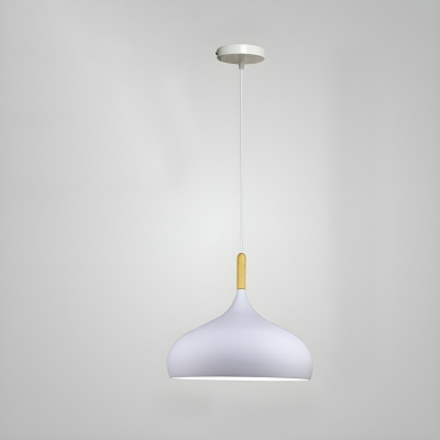 Modern Wood Pendant Light with Adjustable Hanging Length and Aluminum Shade