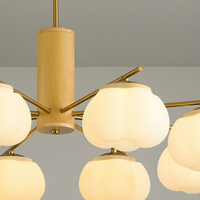 Stylish and Chic White Wood Chandelier with Modern Design and Bi-pin Lighting