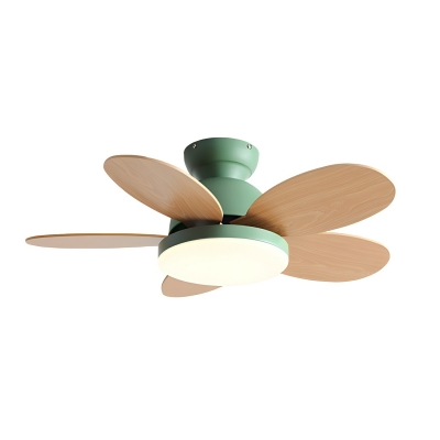 Kids' Wood 5 Blade Windmill Ceiling Fan with Remote Control and LED Ceiling Fan