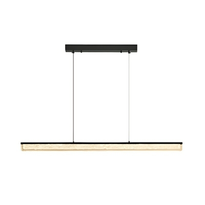 Modern Black Resin Island Light with Remote Control Dimming and Clear Shade