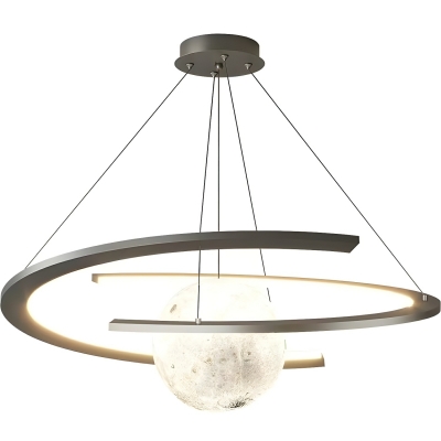 Modern Globe Chandelier with 3 LED Lights and Hanging Length in Silica Gel Shade