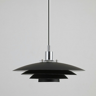 Modern Hanging Tiered Pendant with Adjustable Hanging Length and Black Aluminum Shade