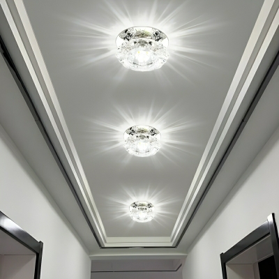 Modern LED Crystal Flush Mount Ceiling Light with Clear Shade for Residential use