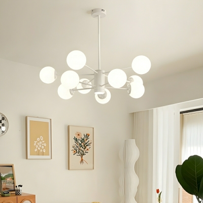 Modern LED Globe Chandelier in White with Adjustable Hanging Length for Residential Use