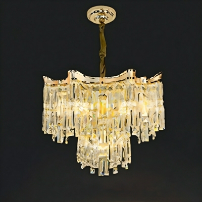Contemporary Gold Crystal Pendant with Adjustable Hanging Length for Modern Home Decoration