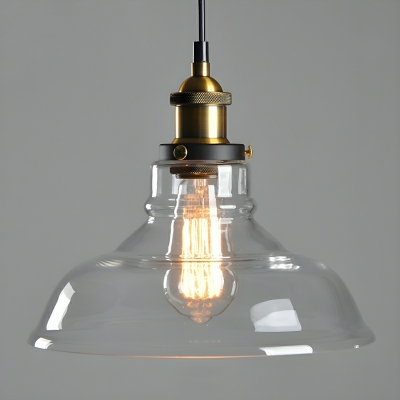 Industrial Style Hanging Pendant Light with Clear Glass Shade