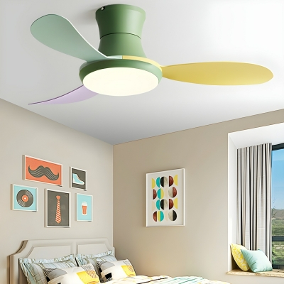 Kids Windmill Ceiling Fan with Remote Control, Flushmount Style, Acrylic Material