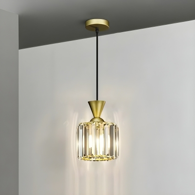 Modern Crystal Pendant Light with Adjustable Hanging Length and Round Canopy Shape