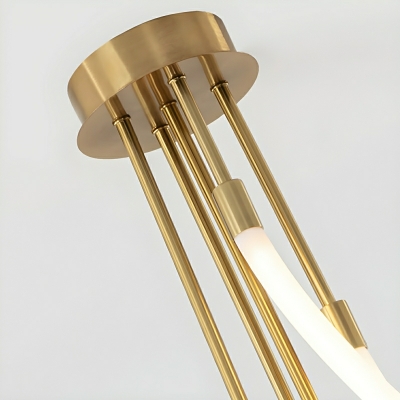 Modern Gold Geometric Island Light with Clear Silica Gel Shade