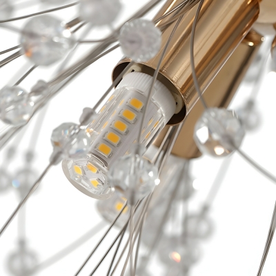 Modern Gold Metal Sputnik Pendant with Clear Crystal Component and Adjustable Hanging Length