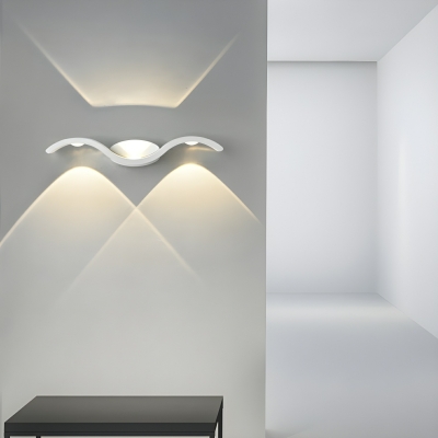 Modern Hardwired Linear Metal Wall Lamp with White Aluminum Shade