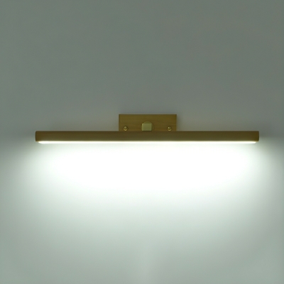 Modern Yellow Wood Linear Wall Sconce with White Solid Wood Shade