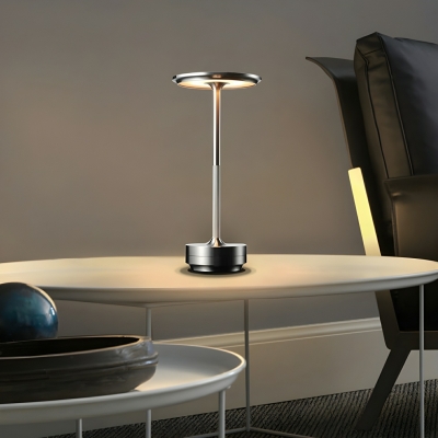Rechargeable Touch Table Lamp - 3 Color Light - Modern Style - LED Bulbs - White Metal Shade