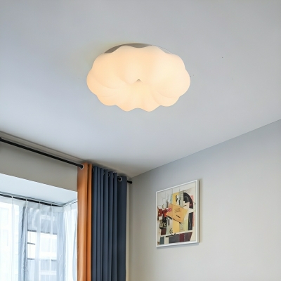 White Acrylic Flush Mount Ceiling Light with LED Bulbs for Modern Residential Use