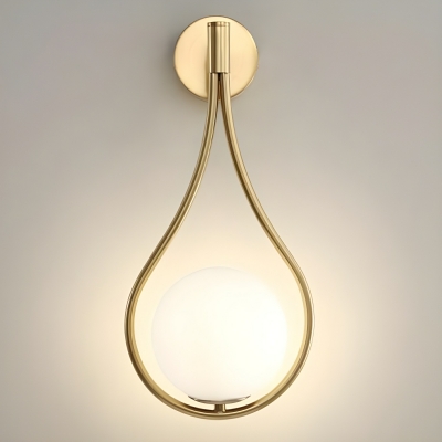 Elegant Modern Metal Teardrop Wall Sconce with Ivory Glass Shade