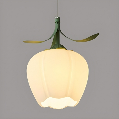 Modern Bell Pendant Light with White Glass Shade and LED/Incandescent/Fluorescent Light Type