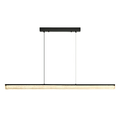 Modern Black Resin Island Light with Remote Control Dimming and Clear Shade