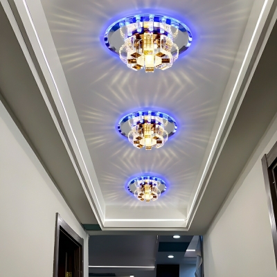 Modern Clear Crystal Glass Flush Mount Ceiling Light with LED Bulbs
