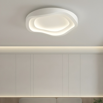 Modern LED Flush Mount Ceiling Light in White Shade for Residential Use