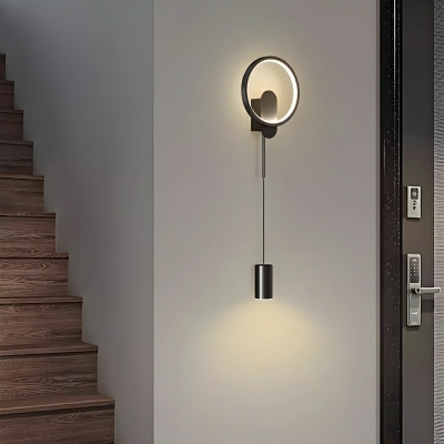 Modern LED Wall Lamp with Metal Shade and Ambient Lighting for Residential Use