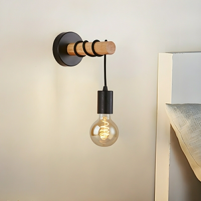 Modern Wooden Single-Light Hardwired Wall Lamp for Chic Home Decor