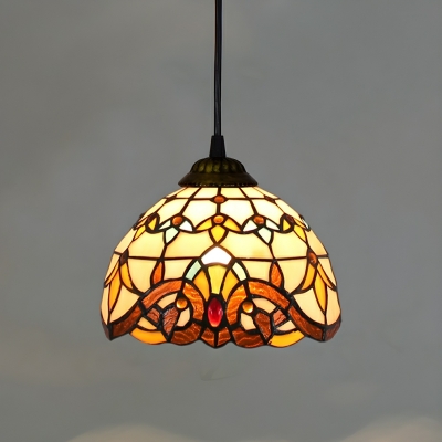 Stylish Tiffany Pendant Light with Stained Glass Shade and Adjustable Hanging Length
