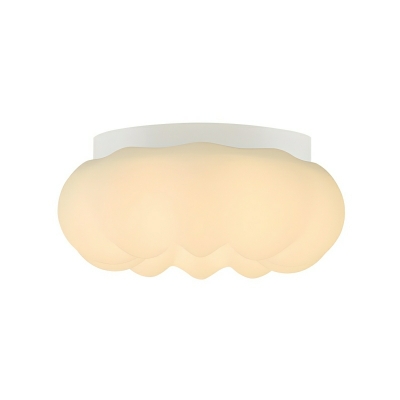 White Acrylic Flush Mount Ceiling Light with LED Bulbs for Modern Residential Use