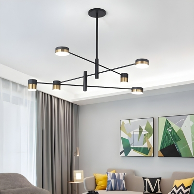 Black Acrylic Cylinder Chandelier with LED Bulbs - Modern Style for Residential Use