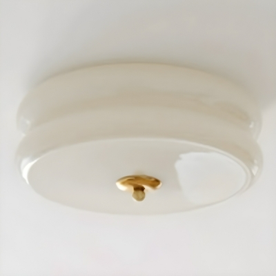 Geometric Modern LED Flush Mount Ceiling Light with White Glass Shade